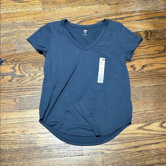 SO Tops - SO Women's Dark Blue V-Neck Tee